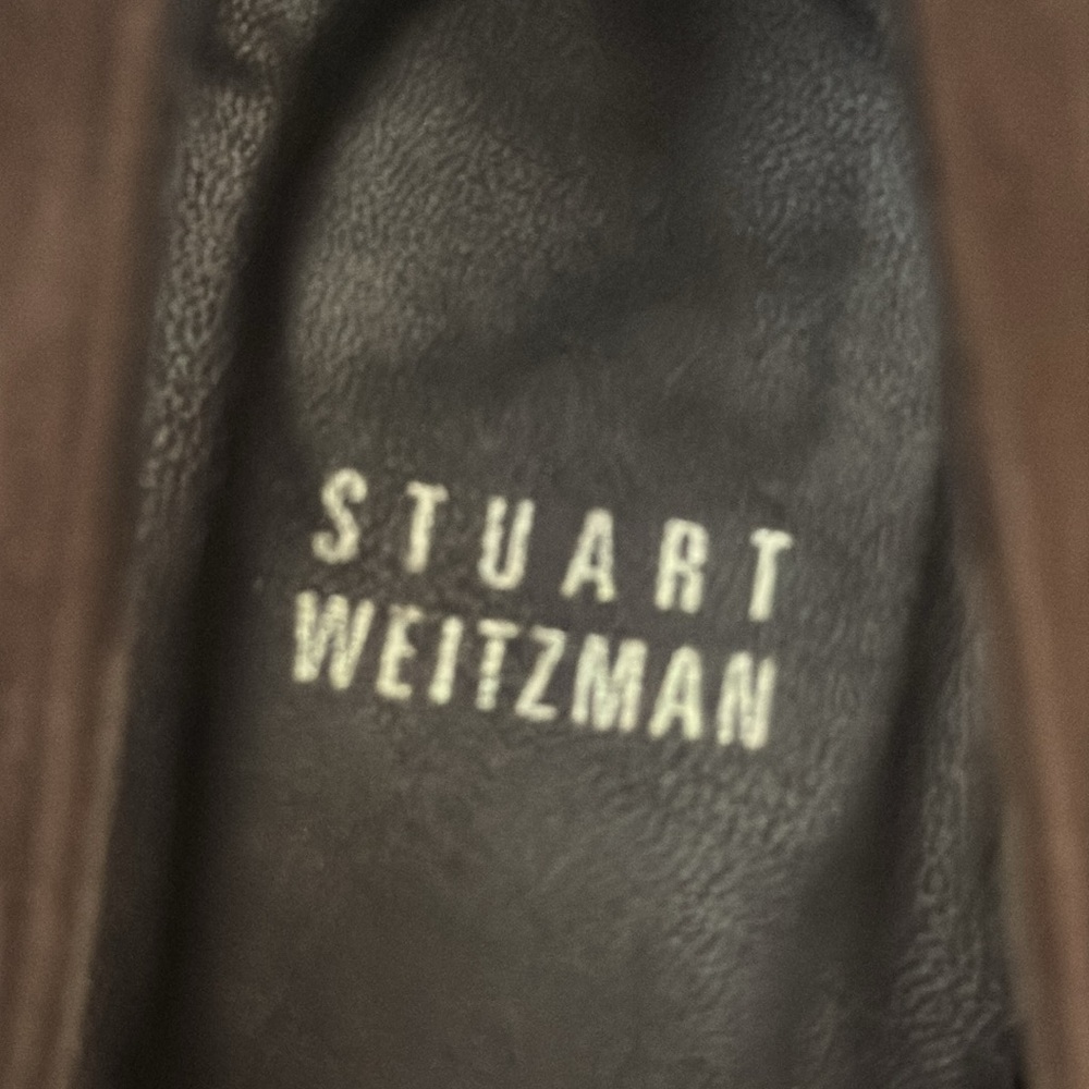Authentic Stuart Weitzman brown suede, leather designer wedge heels size 8 1/2 - Picture 10 of 13